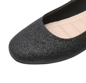 "Sparkle in Black Slip-On Ballerina Flats" (122.005)