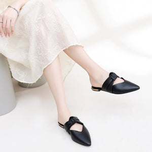 PICCADILLY Black Pointed Toe Mule Flats for Women (274.062)