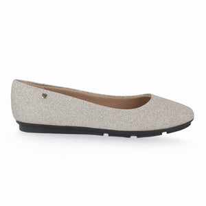 "Sparkle in Comfort: Piccadilly Glitter Champagne Slip-On Ballerina Shoes" (122.005)