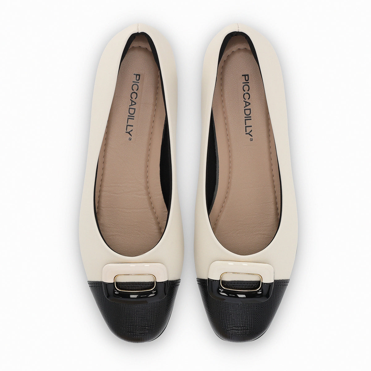 White & Black Flats for Women (250.201)