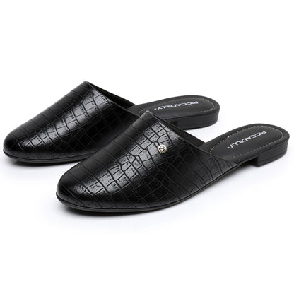 Slip on Loafers Slides Backless Mules - Black (104.011)