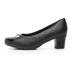 Piccadilly Black Patent Deco Toe Pump Shoes for Women (110.128)