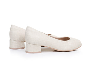 "Elegant Comfort: Piccadilly Natural Peep Toe Pump Heel Shoe for Women" (114.046)