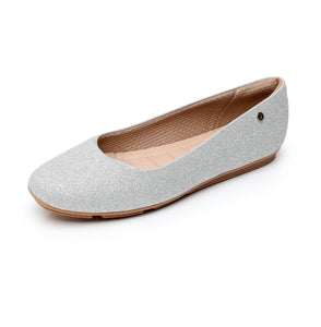 "Sparkle in Comfort: Piccadilly Glitter Silver Slip-On Ballerina Shoes" (122.005)