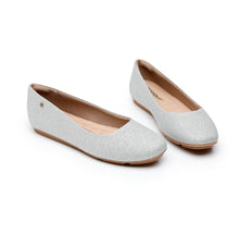 "Sparkle in Comfort: Piccadilly Glitter Silver Slip-On Ballerina Shoes" (122.005)
