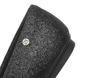 Glitter Black Flat Ladies Shoes (122.005)