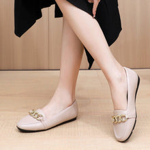 Beige Napa Flat Women Shoes (122.010)