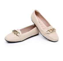 Beige Napa Flat Women Shoes (122.010)