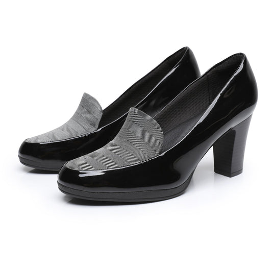 女用黑色和石墨高跟鞋 (130.189) 