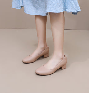 女款裸色納帕皮高跟鞋 (140.110) 
