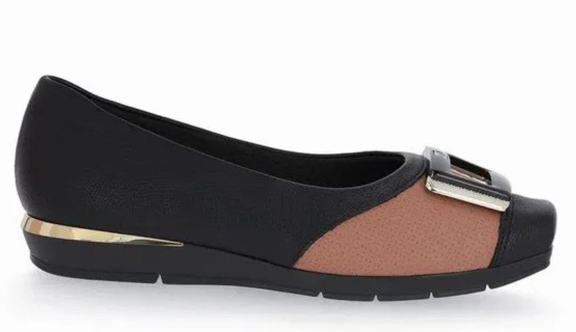 Black Brown Gold Pumps for Women (147.195-1-G)