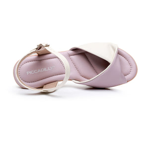 Piccadilly White & Lavender COMFY Footbed Wedge Sandals for Women (163.013)