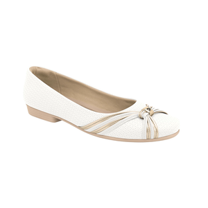 女式白色和金色納帕皮平底鞋 (250.196) 