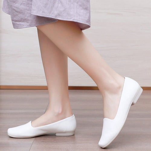 女款白色納帕皮平底鞋 (250.132) 