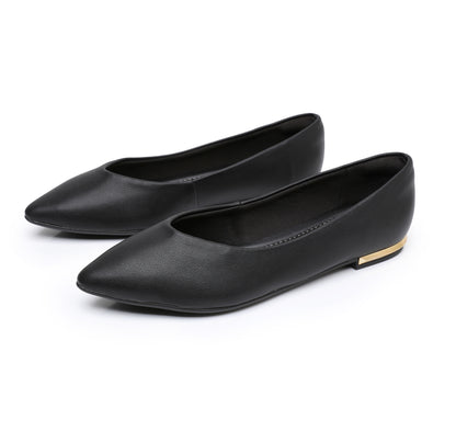 Sleek Deco Point Flats - Black Nappa (274.054)