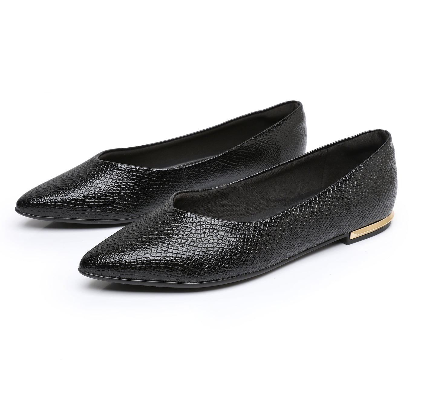 Sleek Deco Point Flats - Black Patent (274.054)