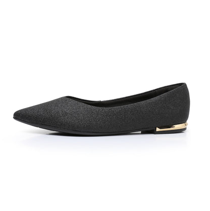 Sleek Deco Point Flats - Glitter Black (274.054)