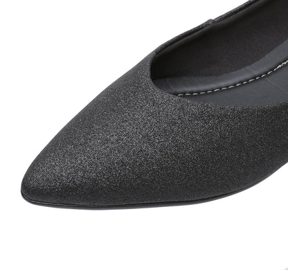 Sleek Deco Point Flats - Glitter Black (274.054)