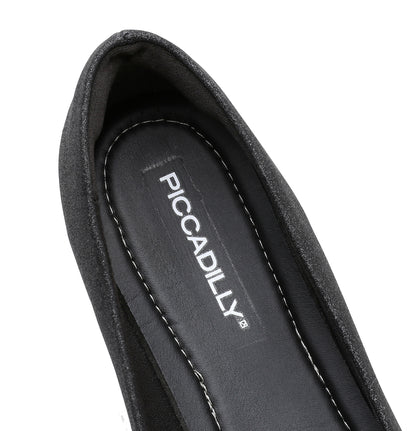 Sleek Deco Point Flats - Glitter Black (274.054)