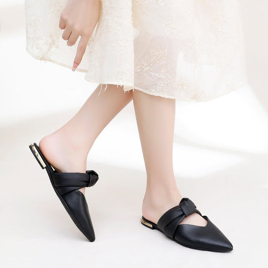 Chic Pointed Mule Flats -Black (274.062)