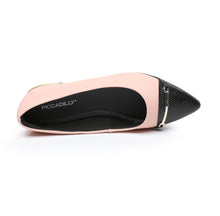 Piccadilly Peach & Black Pointed Toe Shoe with Decorative Heel Flat (274.078)