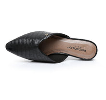 女用黑色鱷魚紋便鞋 (279.001) 