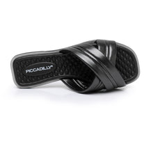 "Stylish Comfort: Piccadilly BLACK X-Strap Flat Sandals" (355.006)