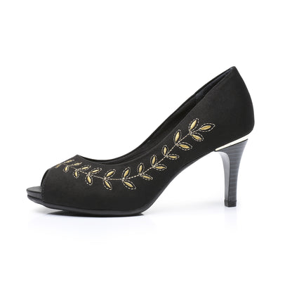 Black Peep Toe Pumps for Women (362.047) - Simply Shoes Hong Kong