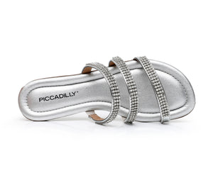 Piccadilly Silver Women's Triple Strap Embellished Sandal (425.071)