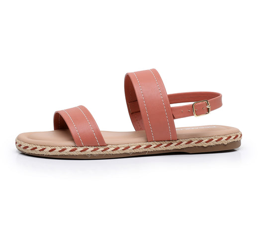 Slip-On Flats with Braided Strap - Coral (404.045)