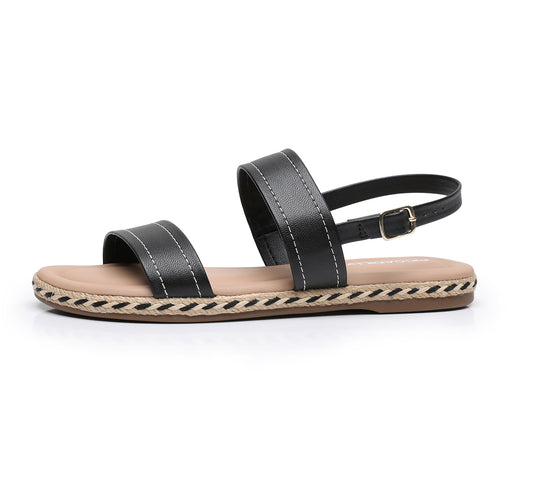 Slip-On Flats with Braided Strap - Black (404.045)