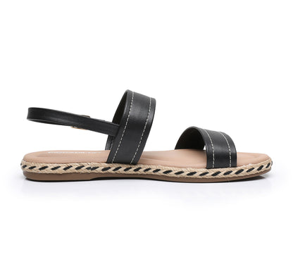 Slip-On Flats with Braided Strap - Black (404.045)