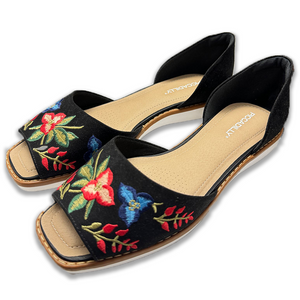 Black with Embroidery Ladies Sandal (406.047)