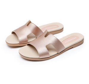 Piccadilly Metal Rose Open Toe Slip-On Flat Sandals (418.048)