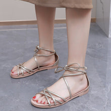 "Elevate Your Look: Piccadilly Gold Flat Strappy Lace-up Sandals" (418.060)