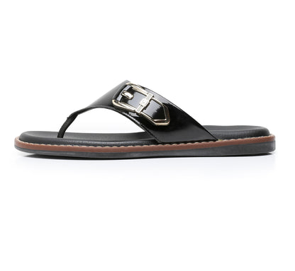 Piccadilly Black T-Strap Slip-On Flat Sandals (505.040)