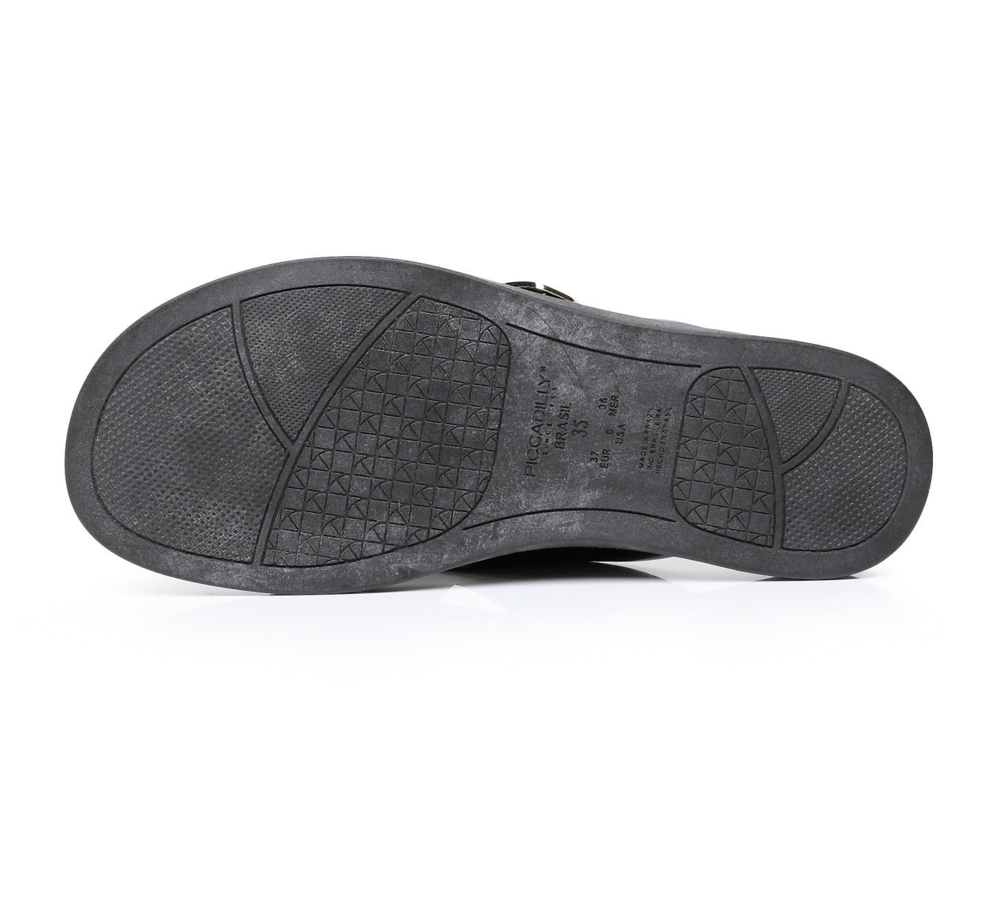 Piccadilly Black T-Strap Slip-On Flat Sandals (505.040)