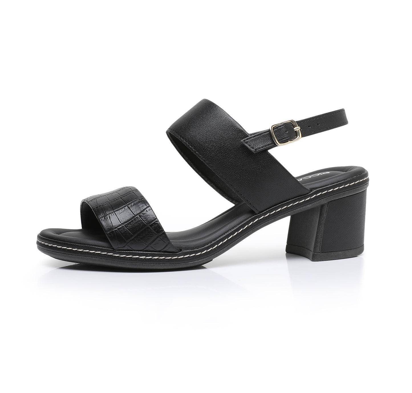 女用黑色鱷魚紋涼鞋 (566.011)