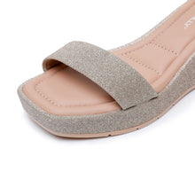 Glitter Champagne Platform Sandals for Women (580.003)