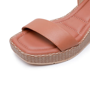 Piccadilly Brown Square toe Platform Sandal with Cushioned Footbed for Women (580.004)