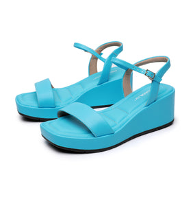 Piccadilly Blue Square toe Platform Sandal with Cushioned Footbed for Women (580.004)