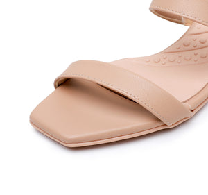 Piccadilly Nude nappa dual strap kitten heel Sandal for Women (588.001)