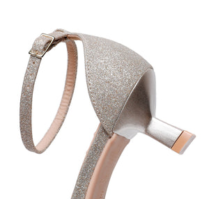 Piccadilly Glitter Champagne Covered Heel Women's Sandal with Ankle Strap (588.006)