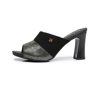 Shimmer Slip-on Heels - Black & Gold (614.009)