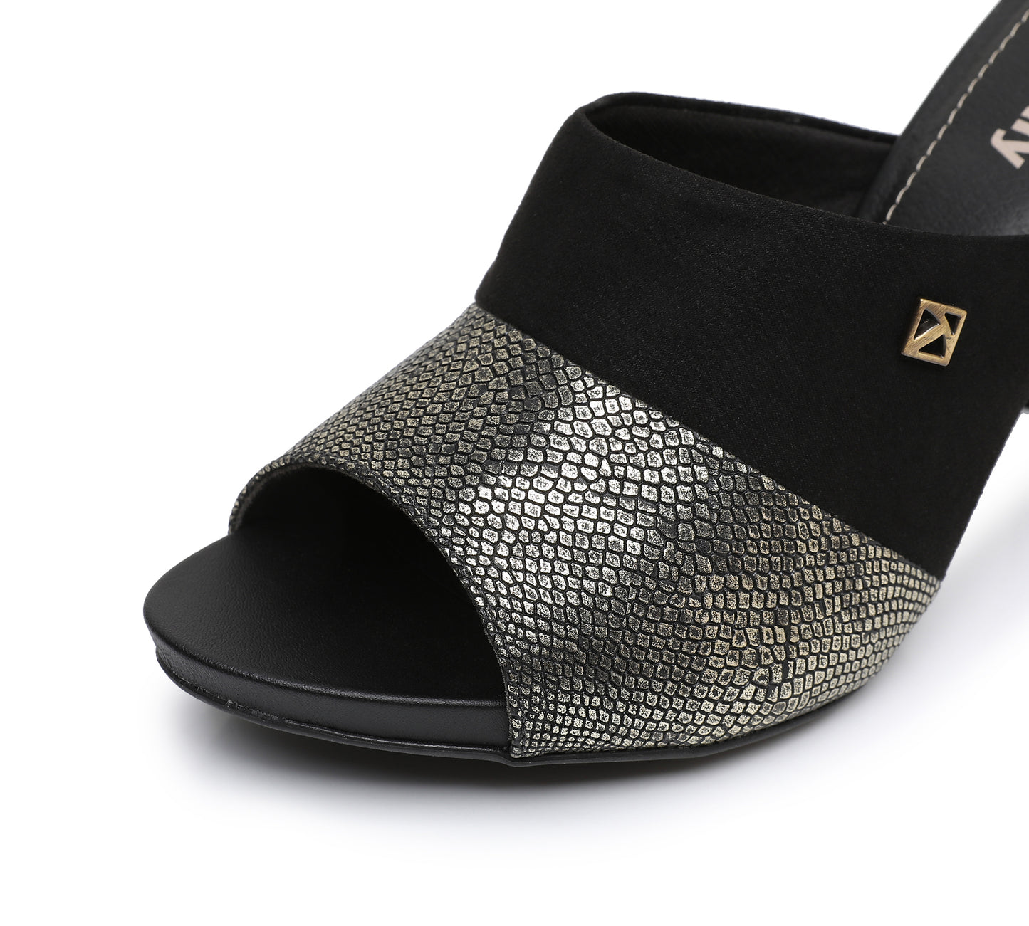 Shimmer Slip-on Heels - Black & Gold (614.009)