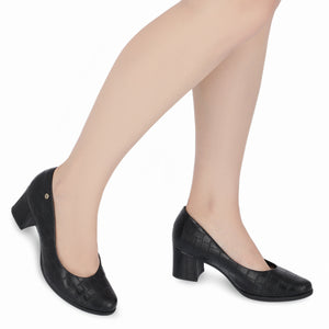 女款黑色 Croco 高跟鞋 (654.007) 