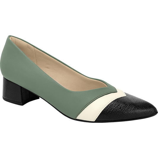 Elegance White Green and Black Trio Pumps for Women (739.040)