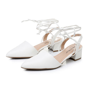 Piccadilly White Ladies Closed Toe Lace-Up Heel Sandals (739.034)