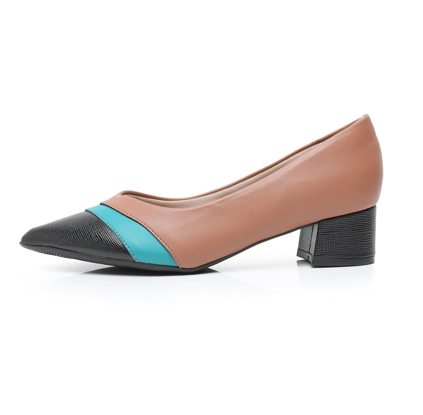 Elegance Camel Green Black Trio Pumps for Women (739.040)