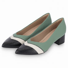 Elegance White Green and Black Trio Pumps for Women (739.040)